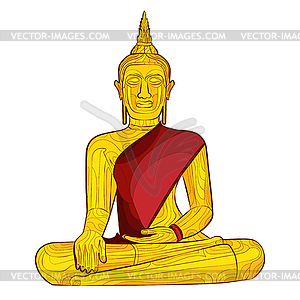 Decorative buddha statue - color vector clipart