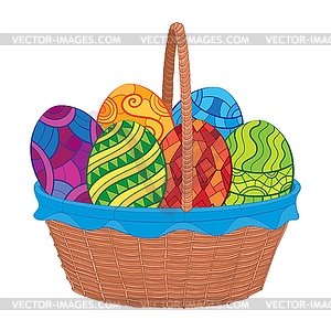 Easter eggs in basket - vector clip art