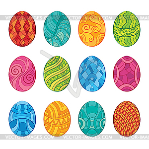 Decorative set of easter eggs - color vector clipart