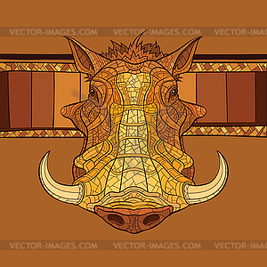 Decorative warthog head - vector clipart