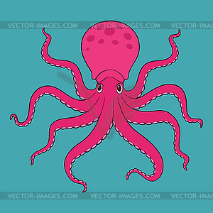 Purple cartoon octopus - vector clip art