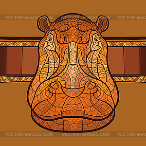 Hippo head with ethnic ornament - vector clip art