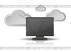 Computer and clouds - vector clip art