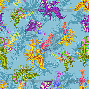 Vintage pattern of colored spring flowers - vector clip art