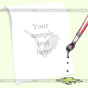 White sheet of paper with paint brush - vector clip art