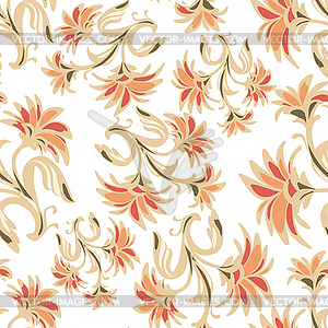 Ornate seamless pattern with abstract flowers - royalty-free vector clipart