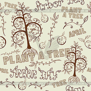 Arbor Day Seamless Floral Pattern - vector clip art