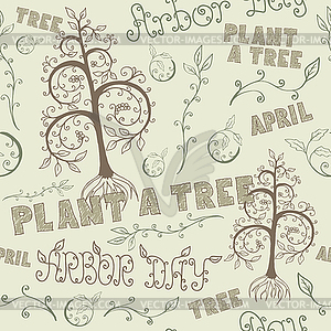 Arbor Day Seamless Floral Pattern - vector image