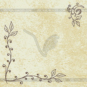 Grunge Floral Background with Empty Space - vector clip art