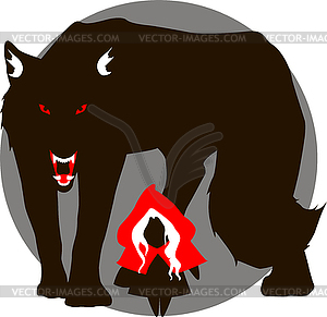 Red Hood and the big bad wolf - vector image