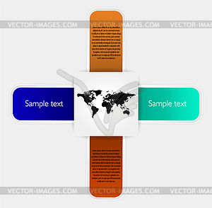 Stickers elements and world map - vector image