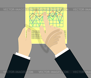 Concept - schedule on paper with hands - vector image