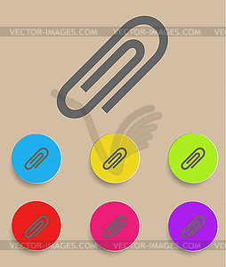 Скрепки иконки с цветовыми вариациями - стоковый векторный клипарт