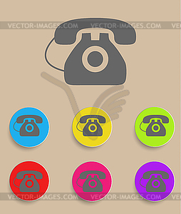 Old phone icons with color variations - vector image