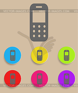 Мобильный телефон - икона с цветовыми вариациями - рисунок в векторе