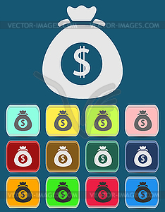 Money bag sign icon. Dollar USD symbol - royalty-free vector image