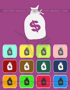 Money bag with dollar sign icon - vector clip art