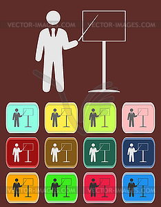 People - man, person with pointer and board - vector image