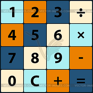 Плоские иконки в квадратной калькулятор - векторный клипарт