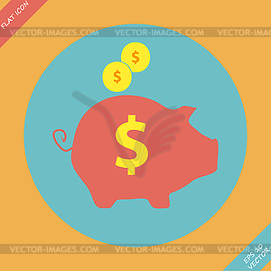 Piggy bank - saving money icon - vector clipart