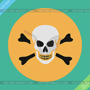 Skull and bones warning sign - - stock vector clipart