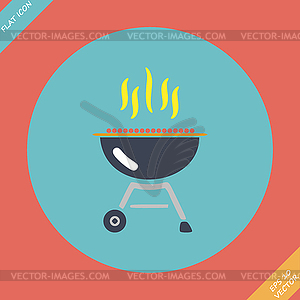 Barbecue grill icon - . Flat - vector clipart / vector image