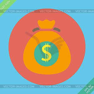 Money bag sign icon. Dollar USD symbol - vector image