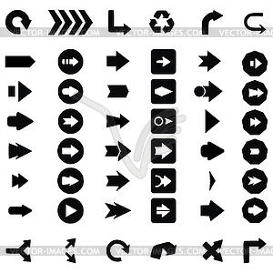 Set of black universal arrows - vector image