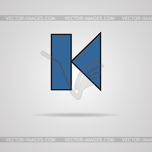 Back track web icon with shadow. Media player - vector clip art