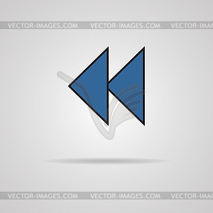 Reverse or rewind icon with shadow. Media player - vector clipart