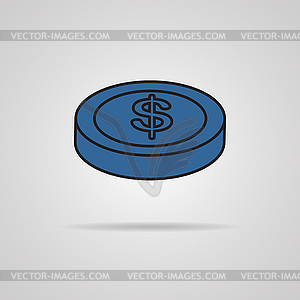 Coin with dollar sign - vector image