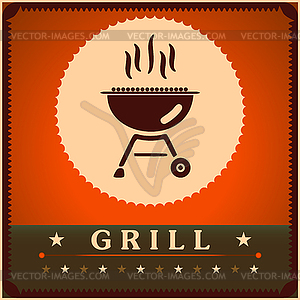 Retro Grill Menu Card Design template poster - vector image