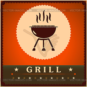 Retro Grill Menu Card Design template poster - vector clipart