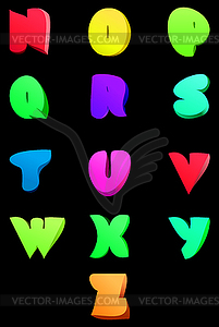 Abstract english alphabet. Comic style N-Z - vector EPS clipart