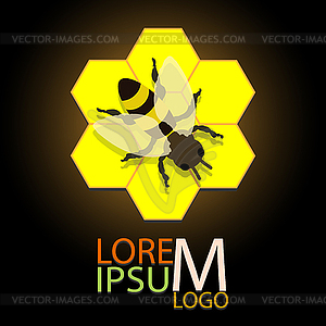 Honeycomb logo with bee eps 10 - vector image