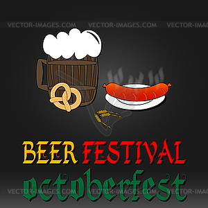 Oktoberfest greeting card. Poster with mug of beer - vector clipart / vector image