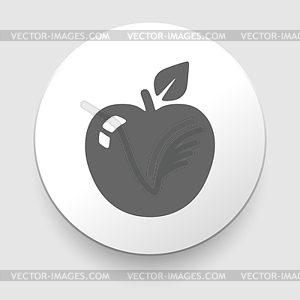 Apple Icon on Round Button - vector clipart