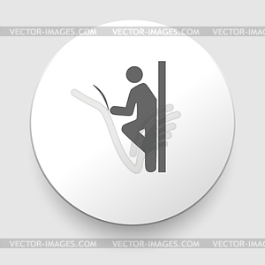 Man reading newspaper, library sign icon - vector clipart