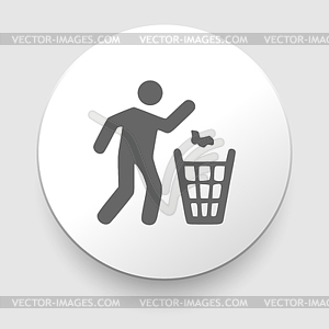 Man and recycled bin - vector clip art