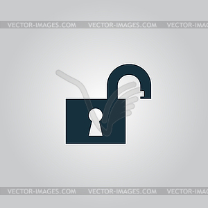 Flat open padlock icon - vector clipart