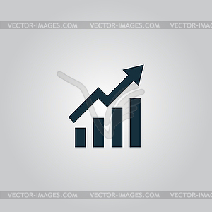 Growing bars graphic icon with rising arrow - vector image