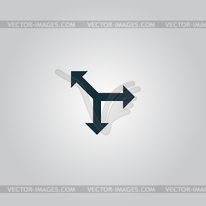 Three-way direction arrow - vector image