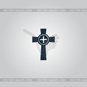 Tombstone - cross gravestone icon - vector image