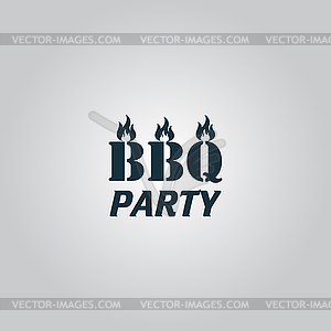 Flaming BBQ Party word design element - vector clipart