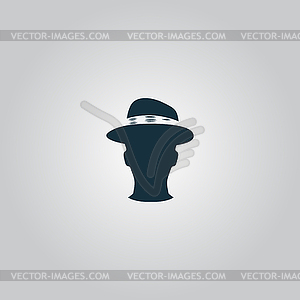 Man head with hat - vector clip art