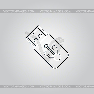 Usb flash drive icon on grey flat button - vector clipart / vector image