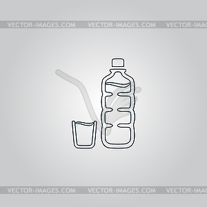 Plastic bottle and glass - color vector clipart