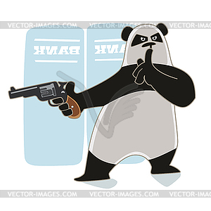 Robber Panda holding a gun. - vector clipart