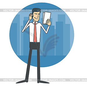 Businessman Talking on the Phone - vector image