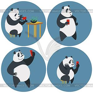 Social networks addicted Panda - vector clipart